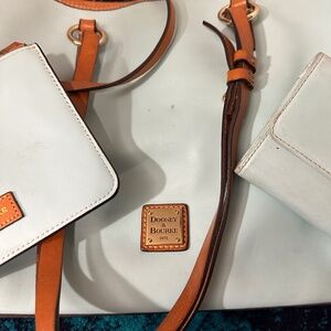 Dooney & Burke Blue Tote Bag with Matching wallet and small makeup bag